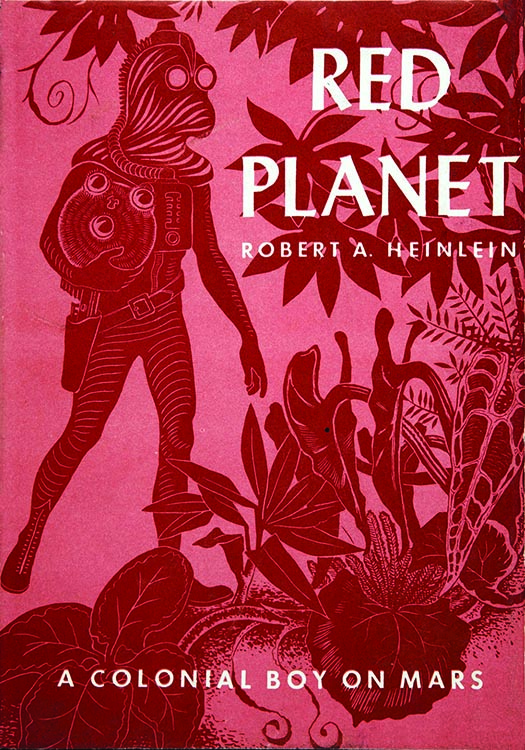 Cover illustration of Robert Heinlein's "Red Planet."