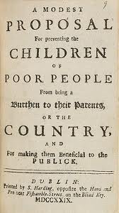 jonathan swift a modest proposal 1729 (satirical essay)