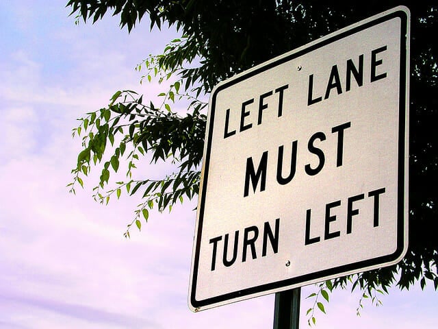 left-hand turn sign