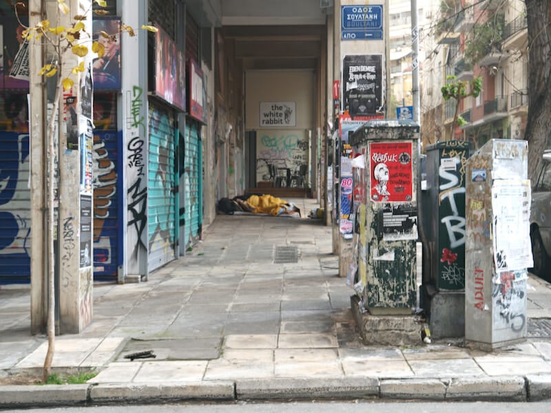 Woman Sleeping, Soultani Street, Athens, Greece / Photo by Marion Appelbaum