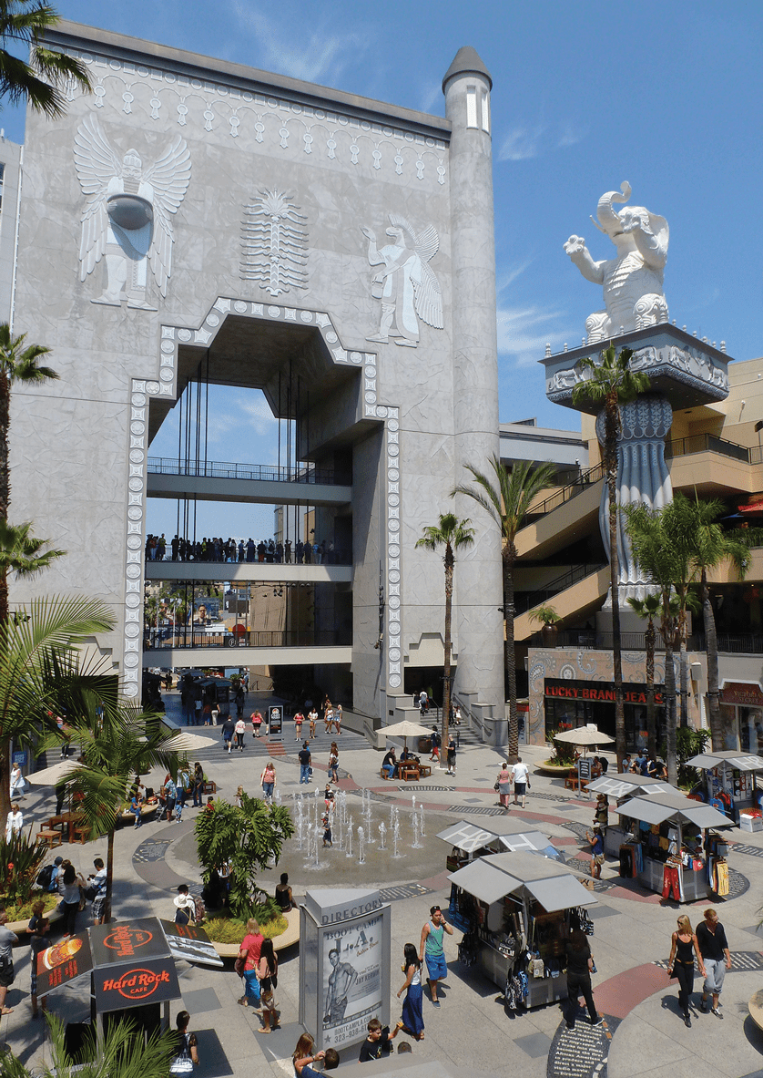 Babylonian-style monument in homage to the film Intolerance.