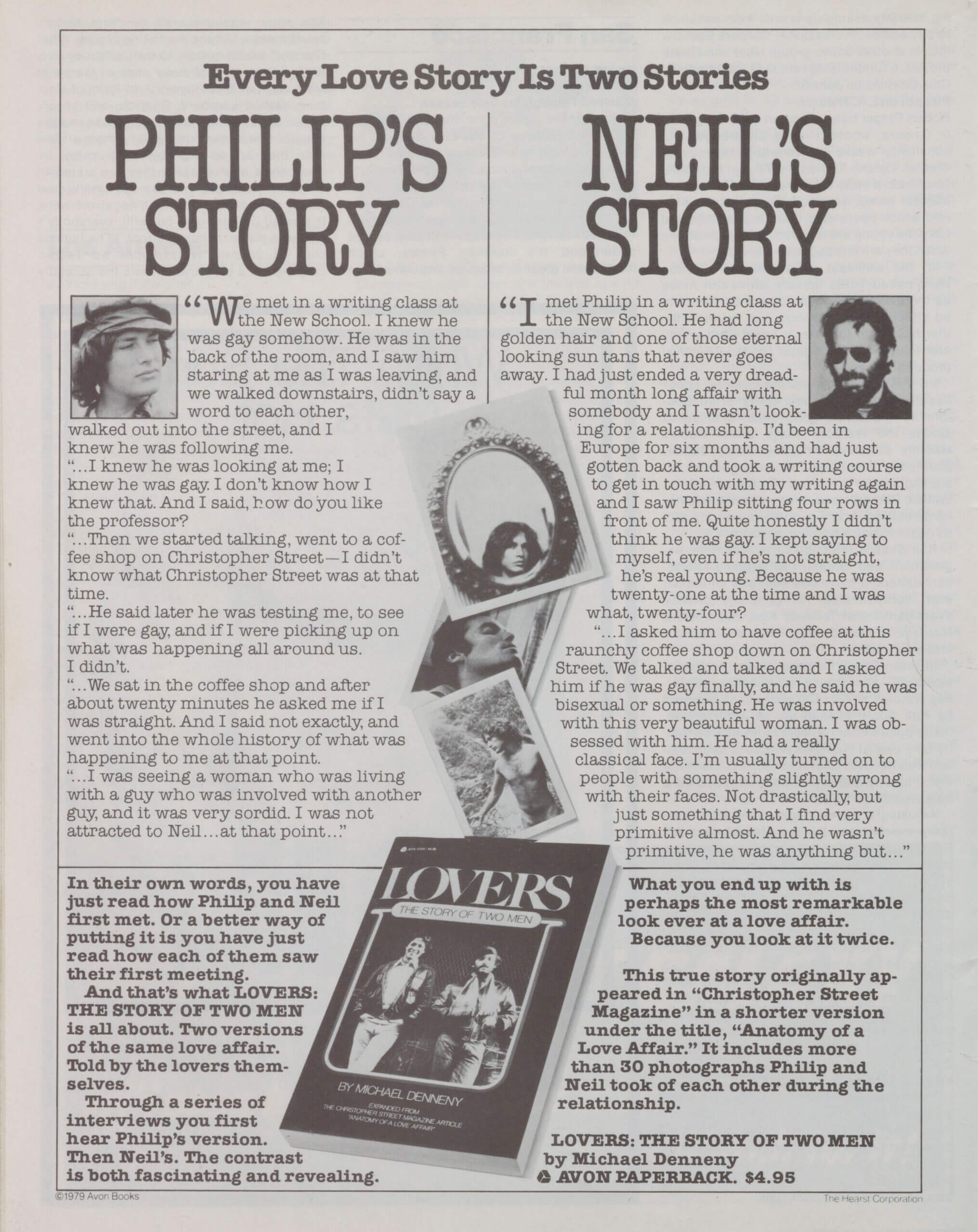 A text advertisement for the book-length version of the story in Christopher Street.