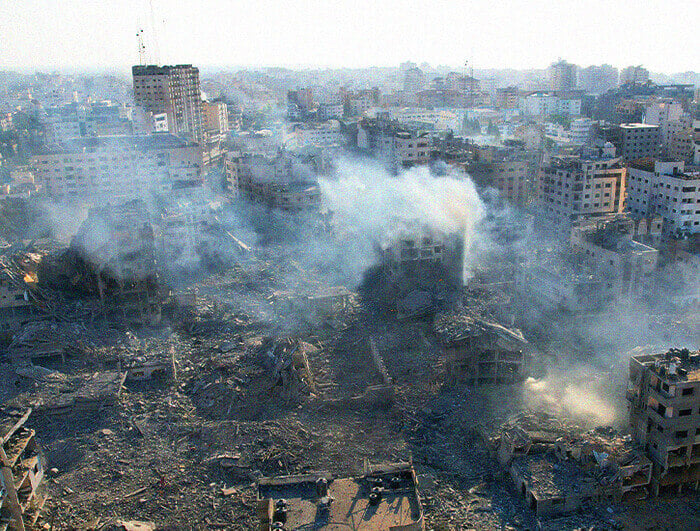 Blocks of destroyed buildings in the Gaza Strip.